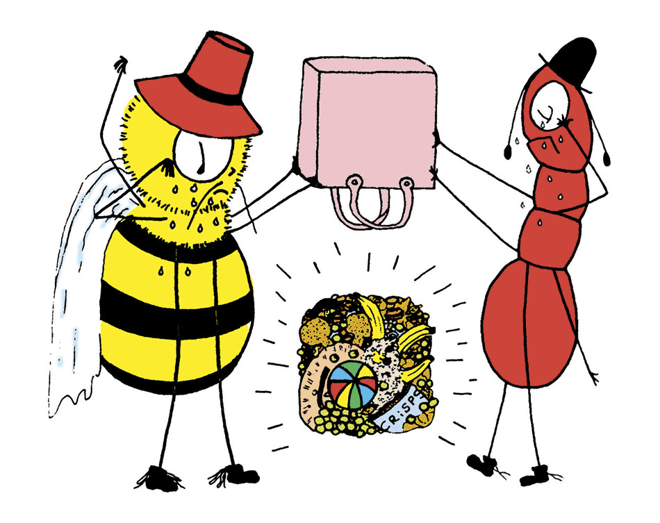 ANT and BEE Go shopping internal illustration